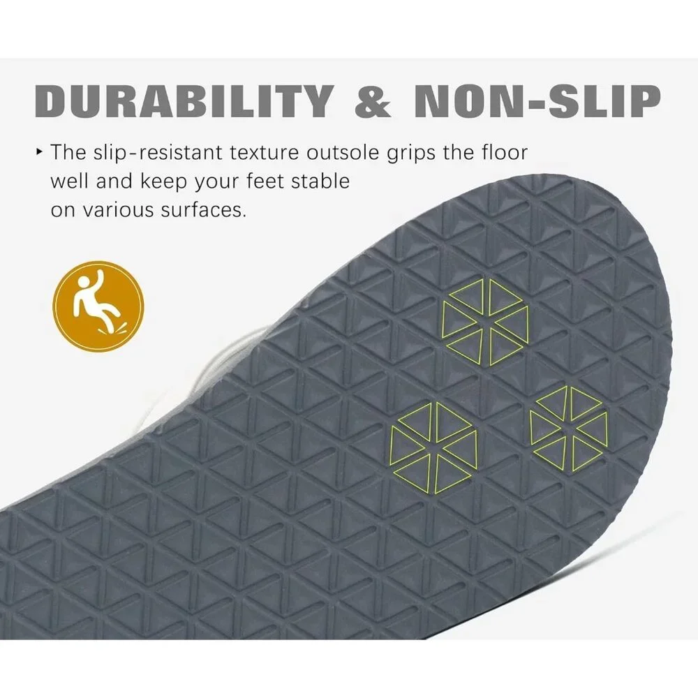 👉 Men's Flip Flop Sandal White Gray Leather Slip On Arch Support Comfort Shoes